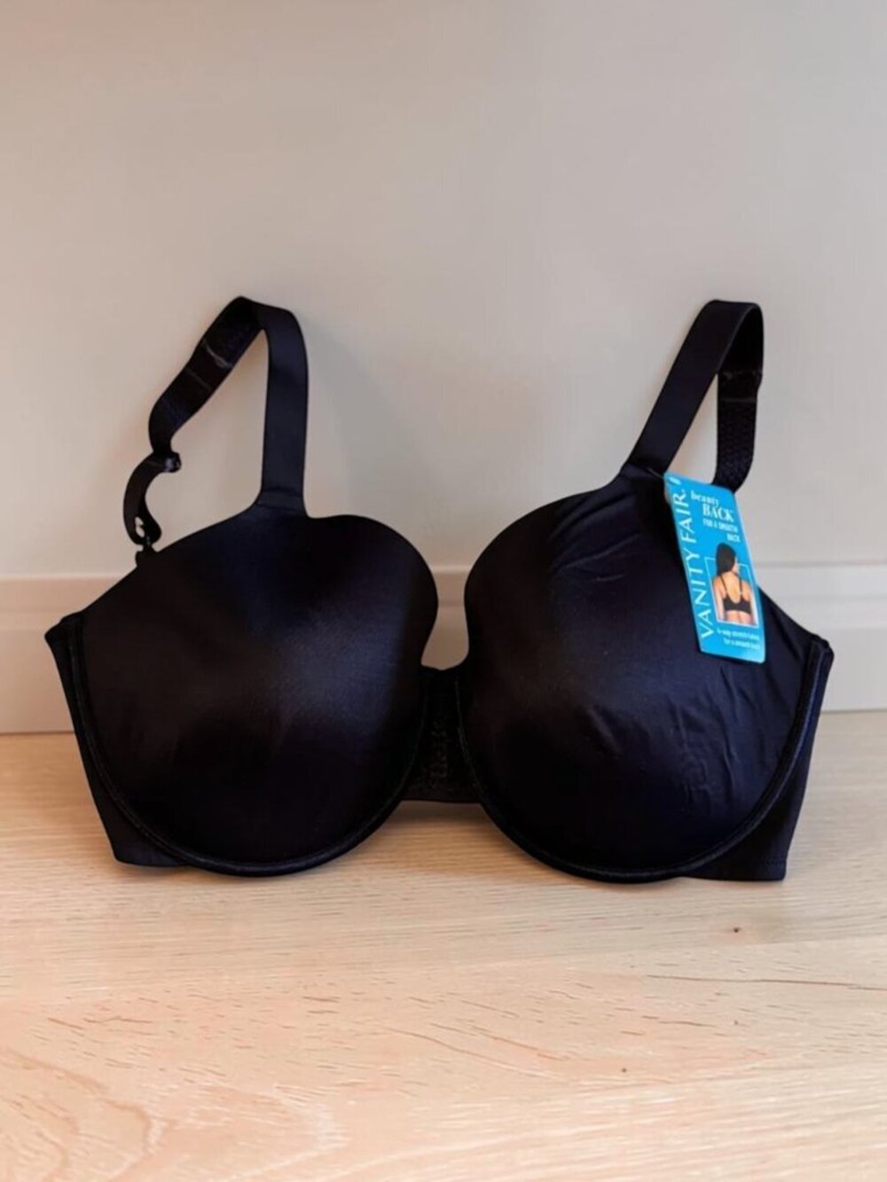 NWT VANITY FAIR 76380 Full Figure Beauty Back Underwire Smoothing Bra Black 34H